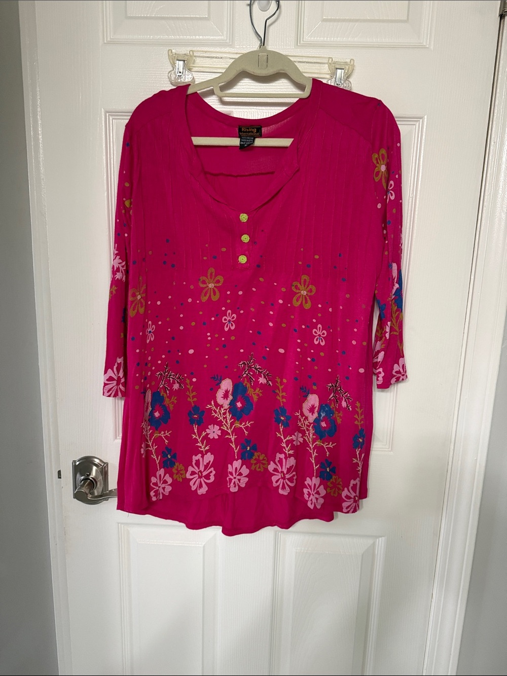 Rising International size XL Pink Floral Embroidered Ultra Soft Feminine Top